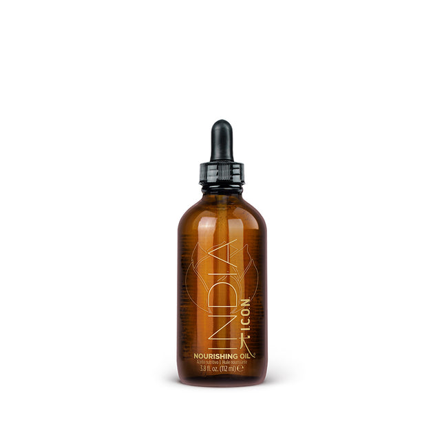 I.C.O.N. India Nourishing Oil. Voedende en verzachtende olie. Voor alle haartypen, specifiek ontwikkeld om gespleten haarpunten te kalmeren.