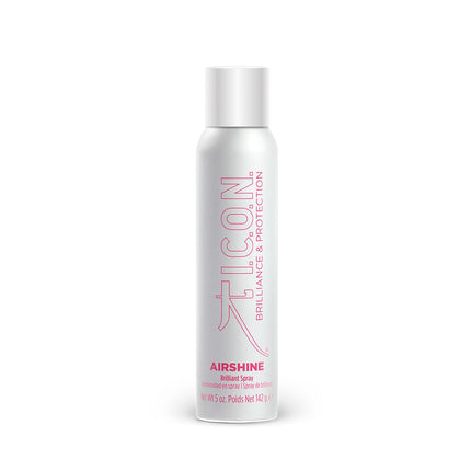 I.C.O.N. Airshine Brilliant Spray Lichtgewicht glansspray, ontwikkeld om glans te geven aan alle haartypes. Ideaal voor gebruik met de stijltang.  Boordevol zuurstof en vitaminen. Deze thermische beschermer geeft het haar een luxueuze glans.