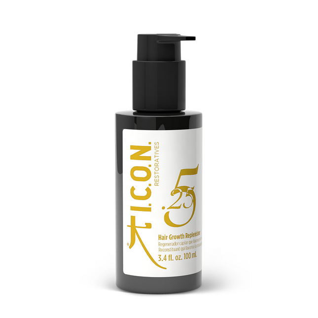 I.C.O.N. 5.25 Hair Growth Replenisher - Stop haaruitval en stimuleer hergroei van haar - Wat is het? Haargroei stimulerende formule.  Voor wie is het? Ontworpen voor het behoud van voller, dikker en sterker haar.  Wat doet het? Versterkt de haarfollikel en bevordert de haargroei.  Hoe gebruik je het? Met de pomp direct aanbrengen op de hoofdhuid. Gebruik één tot drie keer per dag. Het kan aangebracht worden op droog haar of fris gewassen haar.  Actieve ingrediënten Capixyl™ Follisync™ Capauxein™