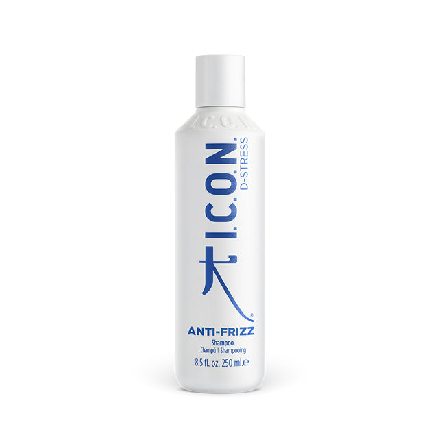 I.C.O.N. Anti-Frizz Shampoo 250ml Wat is het?  Anti-Frizz Shampoo die je haar sterk en glad maakt.  Voor wie is het?  Ontwikkeld voor iedereen met droog en pluizig haar.  Wat doet het?  Brengt vocht terug in het haar en zorgt ervoor dat pluizig haar geen kans krijgt.  Hoe gebruik je het?  Laat het schuimen in vochtig haar en spoel zorgvuldig uit.